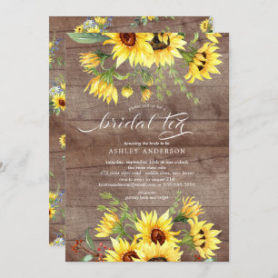 Invitation Thé de mariée de tournesol jaune rustique joyeux