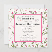 Thé de mariée Fleur sauvage rose et vert à longue