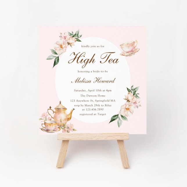 Invitation Thé Élevé Rose Pastel Or Mariage (Créateur téléchargé)