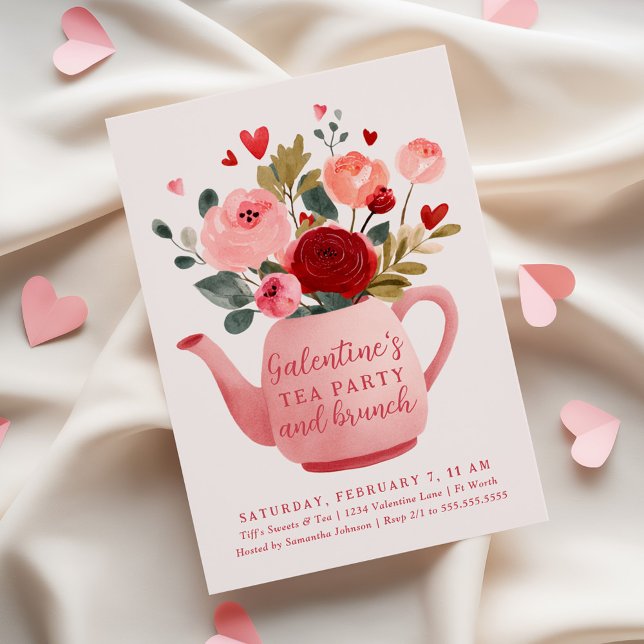Invitation Thé et brunch de la Galentine pour la Saint-Valent (Créateur téléchargé)