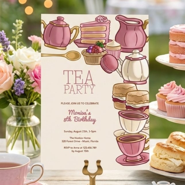 Invitation Thé fête d'anniversaire (Créateur téléchargé)