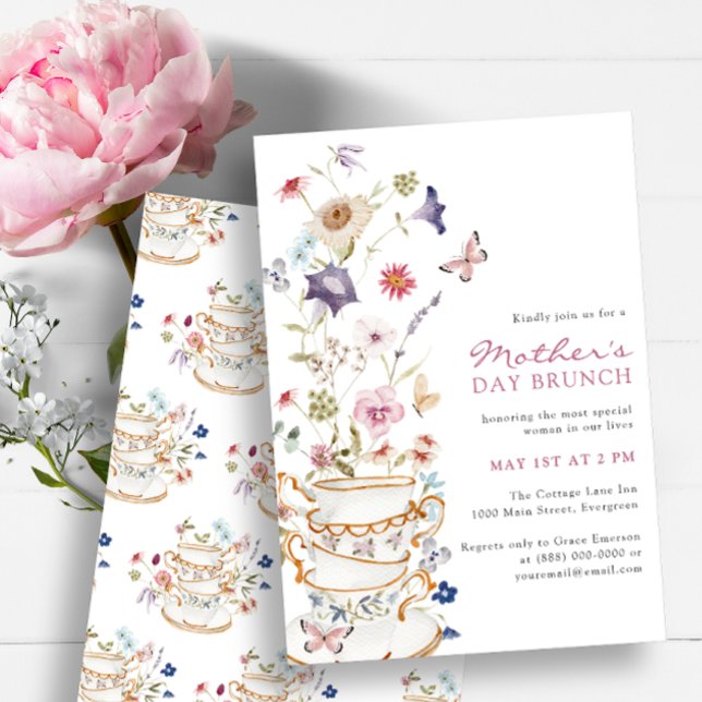 Invitation Thé Fête des Mères (Tea Mother's Day Invitation by Painted Paperie)