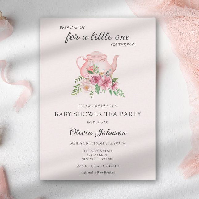 Invitation Thé Floral à la Garden Party Rose Baby Shower Futu (Créateur téléchargé)