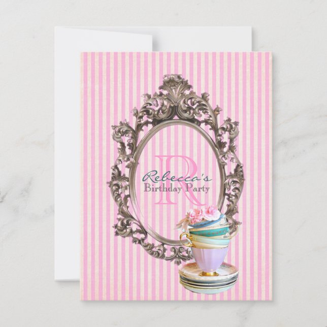 Invitation thé floral de l'anglais de petit gâteau de (Devant)