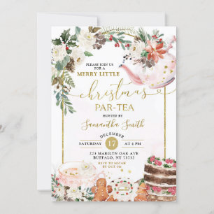 Invitation Thé floral de Noël Merry Little Christmas Par