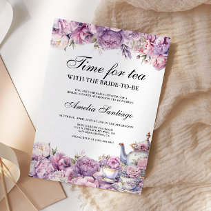 Invitation Thé Floral Pourpre avec la future mariée pour l'en