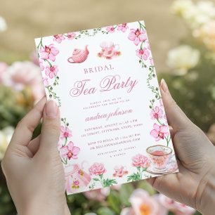 Invitation Thé floral vintage avec le brunch de mariage de la