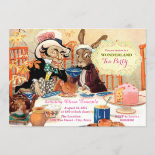 Invitation Thé fou Alice de chapelier en fête d'anniversaire