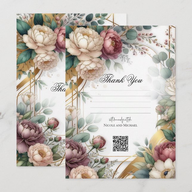 Invitation The Gilded Secret Garden Floral Glam Wedding (Devant / Derrière)