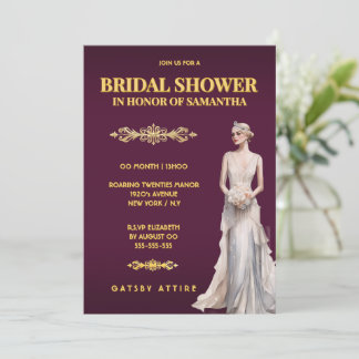 Invitation The Great Gatsby bridal shower bride ivory white