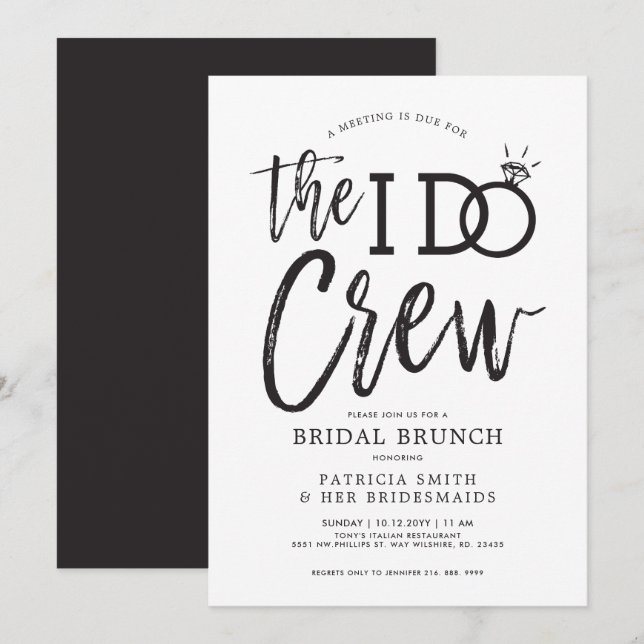 Invitation The I Do Crew | Brunch entre amies pour futures ma (Devant / Derrière)