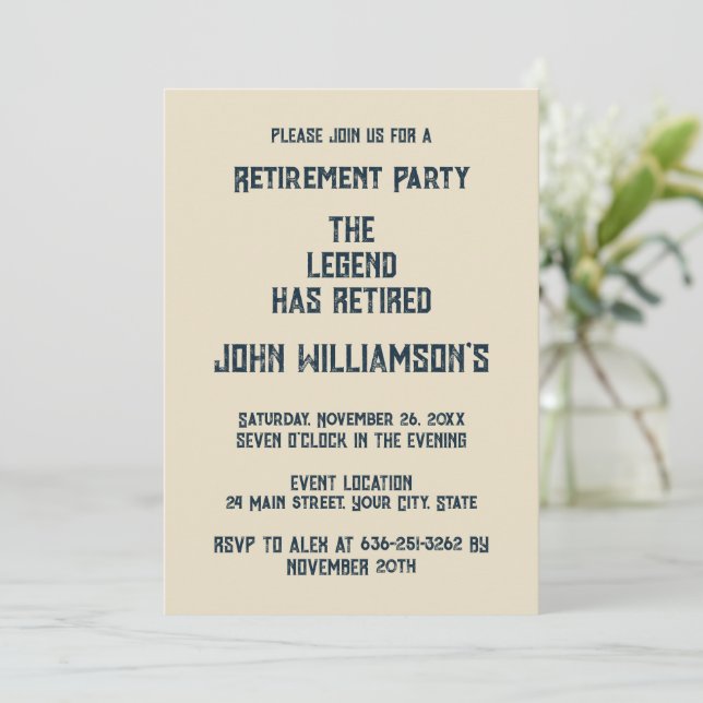 Invitation The Legend Has Retired funny retirement (Debout devant)