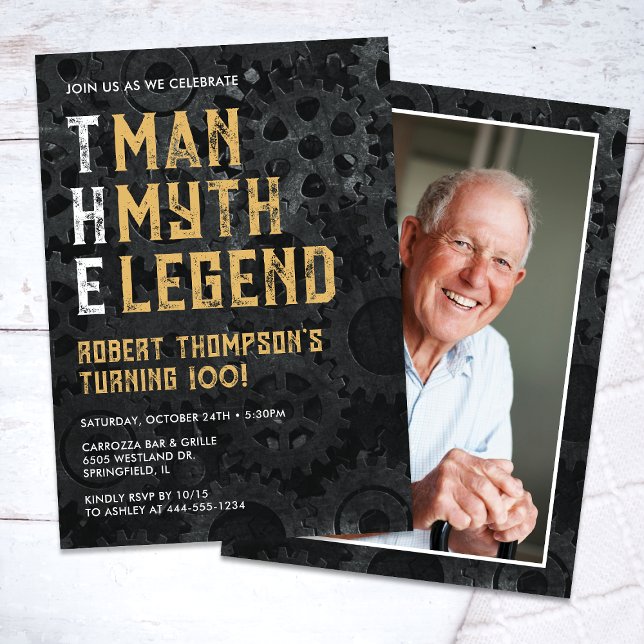 Invitation The Man The Myth The Legend 100th Photo Birthday (Créateur téléchargé)