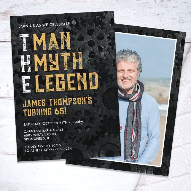 Invitation The Man The Myth The Legend 65th Photo Birthday (Créateur téléchargé)