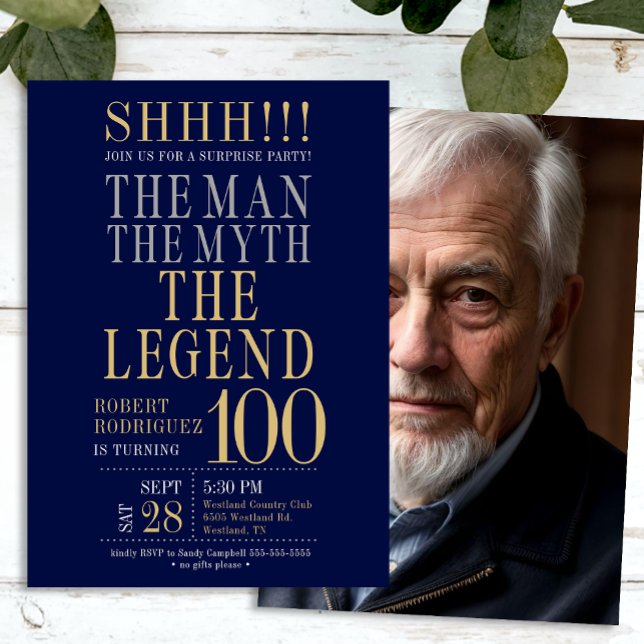 Invitation The Man The Myth The Legend Surprise 100 Birthday (Créateur téléchargé)