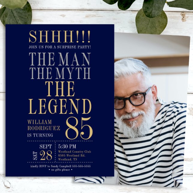 Invitation The Man The Myth The Legend Surprise 85th Birthday (Créateur téléchargé)