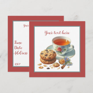 Invitation Thé mignon et biscuits