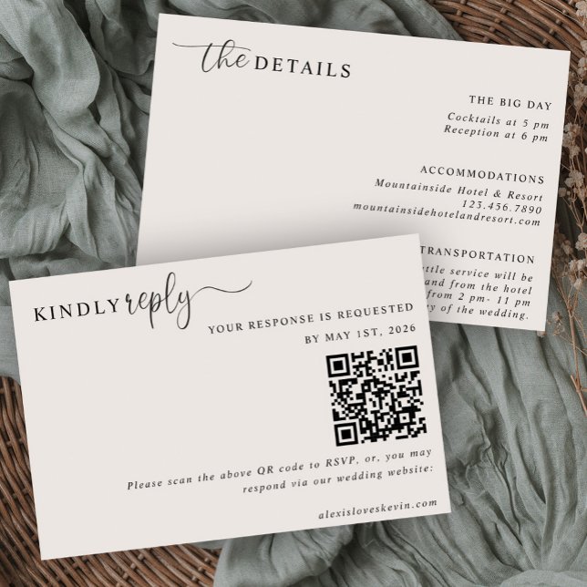 Invitation The Modern Neutral RSVP and Details Card  (Créateur téléchargé)