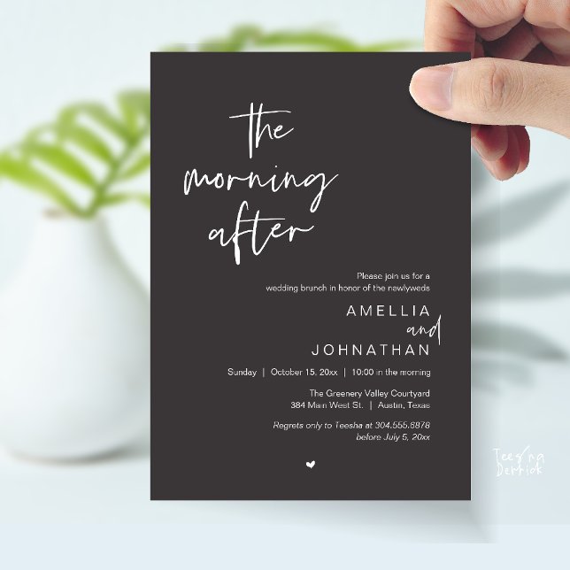 Invitation The morning after, Modern Post Wedding Brunch (The morning after, Modern Post Wedding Brunch celebration  Invitation card in charcoal grey)