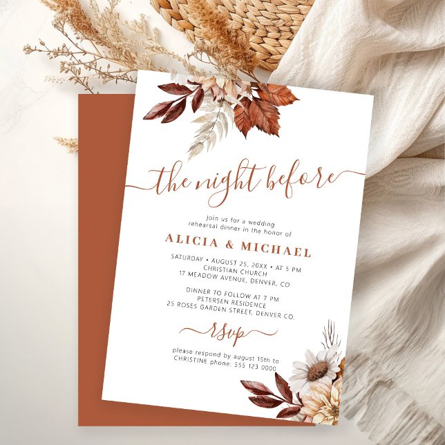 Invitation The night before fall wedding rehearsal dinner (Créateur téléchargé)