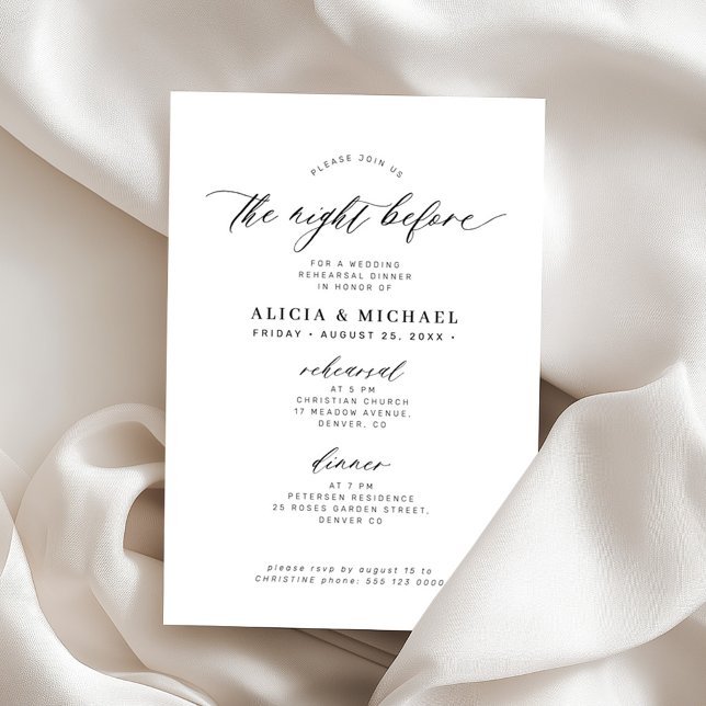 Invitation The night before wedding elegant rehearsal dinner (Créateur téléchargé)
