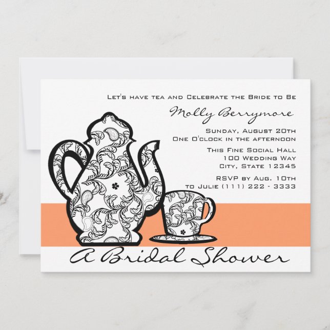 Invitation Thé nuptial avec couleur changeable (Devant)