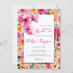 Invitation Thé nuptial floral, Fête des mariées