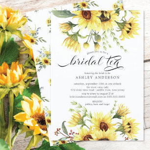Invitation Thé nuptial joyeux de tournesol jaune