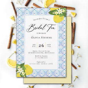 Invitation Thé nuptial moderne Citrons Tuiles portugais Douch