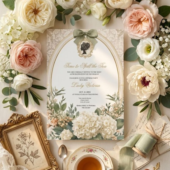 Invitation Thé Party Baby Shower | Il est temps de dévoiler l (Créateur téléchargé)