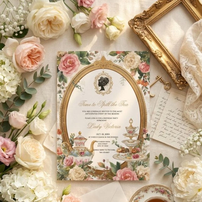 Invitation Thé Party Baby Shower | Il est temps de dévoiler l (Créateur téléchargé)