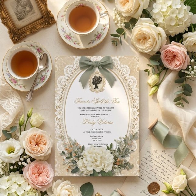 Invitation Thé Party Baby Shower | Il est temps de dévoiler l (Créateur téléchargé)