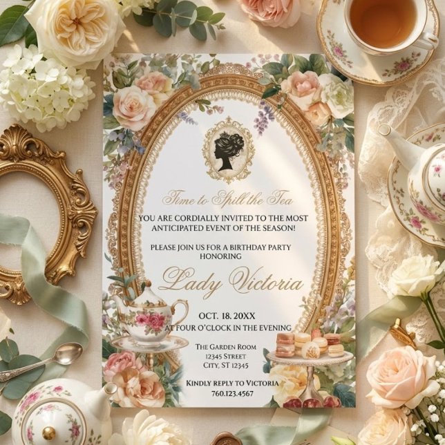 Invitation Thé Party Baby Shower | Il est temps de dévoiler l (Créateur téléchargé)