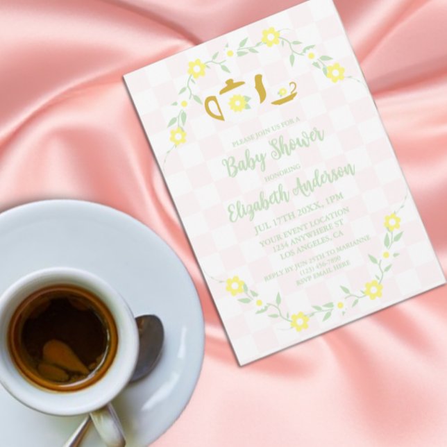 Invitation Thé Party Fleurie Baby Shower (Créateur téléchargé)