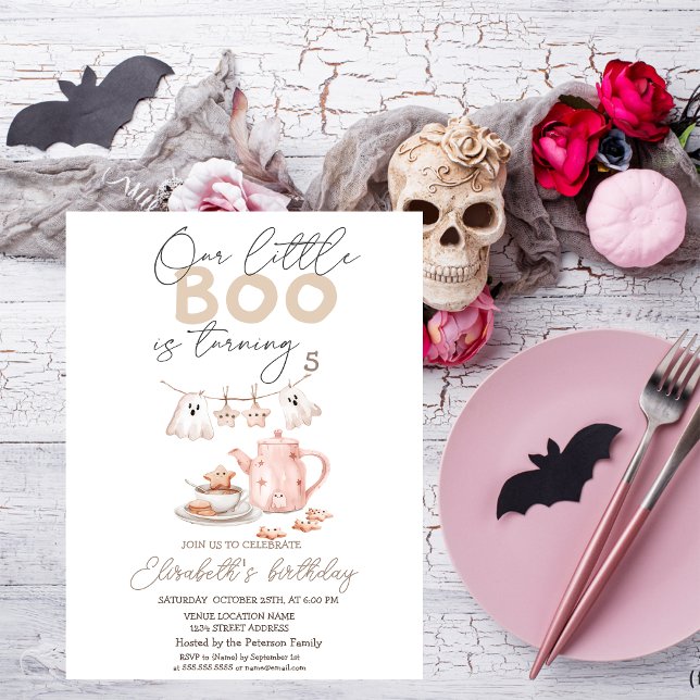 Invitation Thé Party Halloween Fantôme à l'aquarelle (Créateur téléchargé)