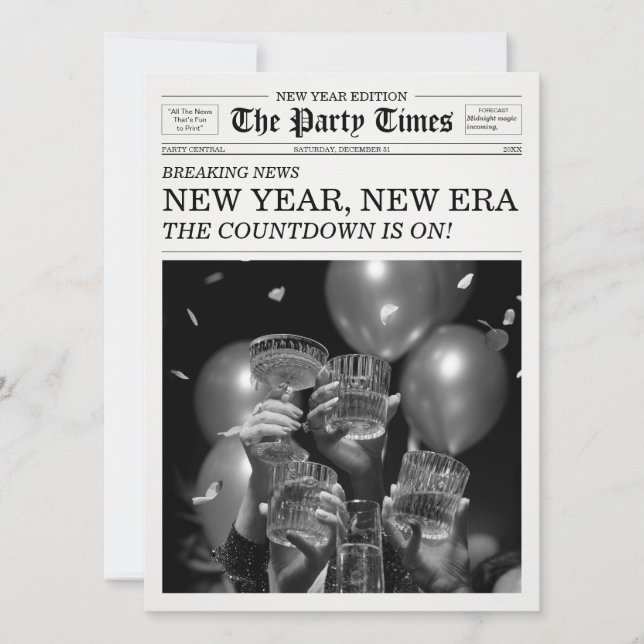 Invitation The Party Times Newspaper New Year New Era (Devant)