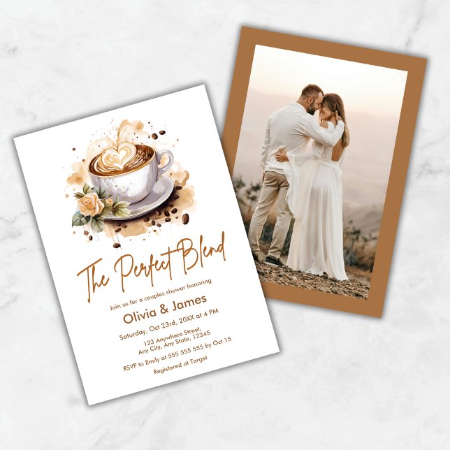 Invitation The Perfect Blend Photo Wedding Couples Shower (The Perfect Blend Coffee Photo Wedding Couples Shower Invitation )