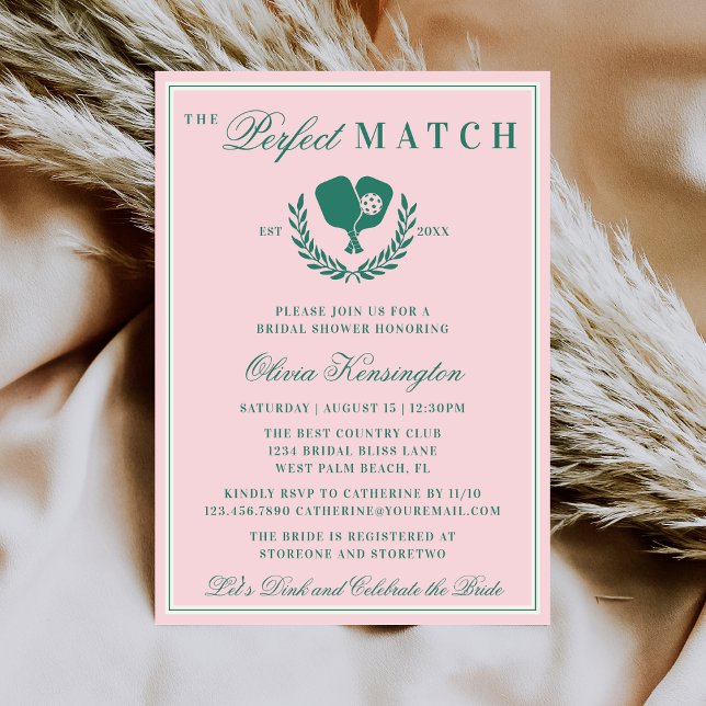 Invitation The Perfect Match Pickleball Club Bridal Shower (Créateur téléchargé)