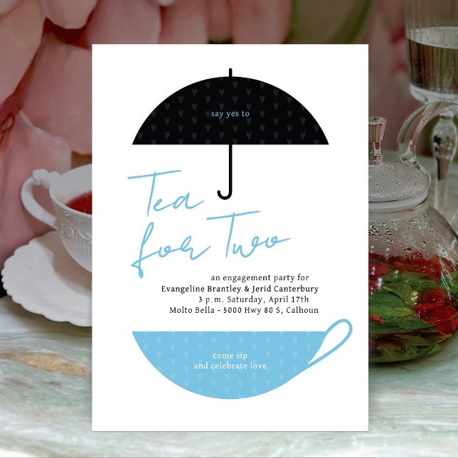 Invitation Thé pour deux bébés moderne Blue Tea Party Invitat (Créateur téléchargé)