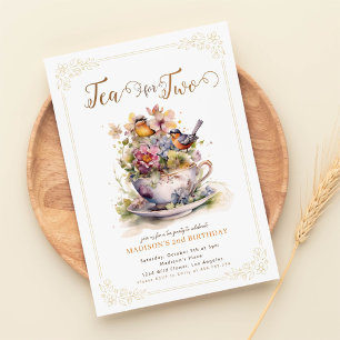 Invitation Thé pour deux fleurs jardin jardin thé fête annive