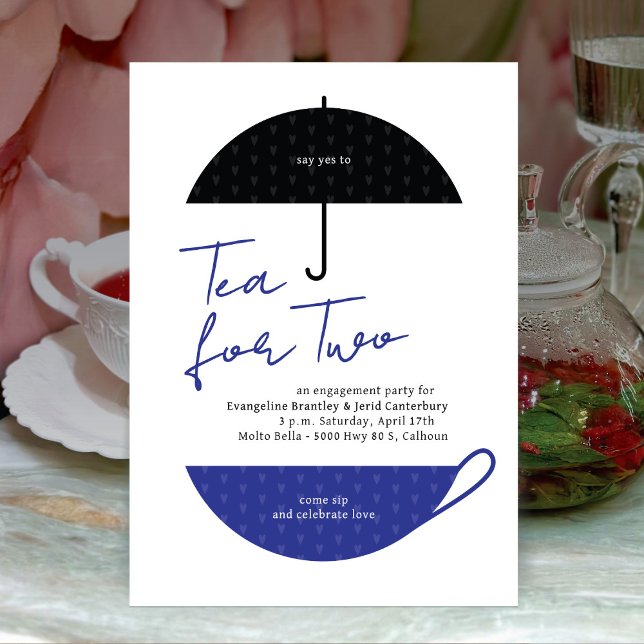 Invitation Thé pour deux parties de thé bleu moderne Invitati (Créateur téléchargé)