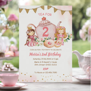 Invitation Thé pour deux princes 2e fête d'anniversaire