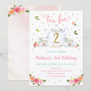 Invitation Thé Pour Deux Soirées Thé Or Rose Anniversaire