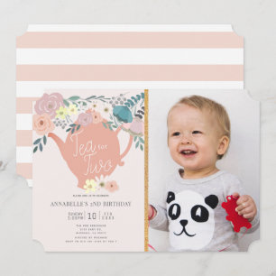 Invitation Thé pour deux Tea Party Floral Photo 2e anniversai