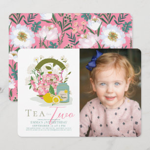 Invitation Thé pour deux Tea Party Floral Photo 2e anniversai