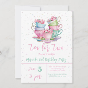 Invitation Thé pour la fête d'anniversaire de deux élégantes