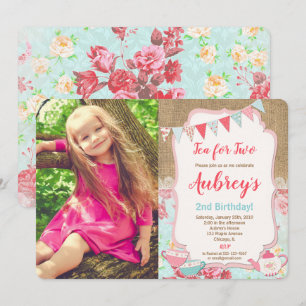 Invitation Thé pour l'anniversaire floral de fille de thé