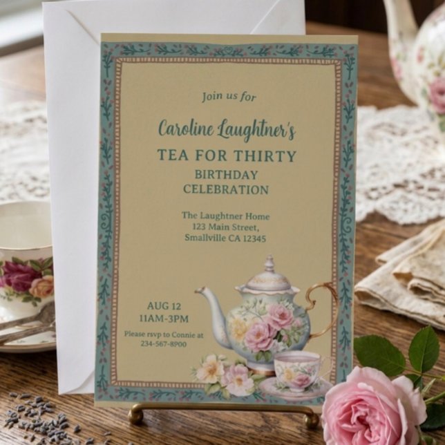 Invitation Thé pour trente ans Fête d'anniversaire dans un ja (Créateur téléchargé)