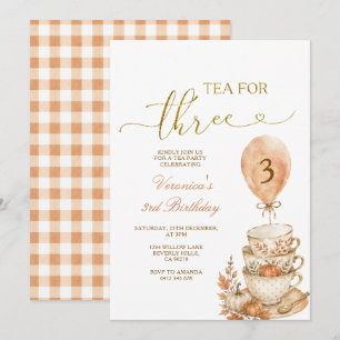 Invitation Thé pour trois 3e anniversaire floral automnal cit