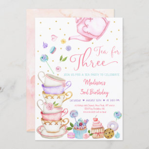 Invitation Thé Pour Trois Fleurs Rose Tea Party Anniversaire